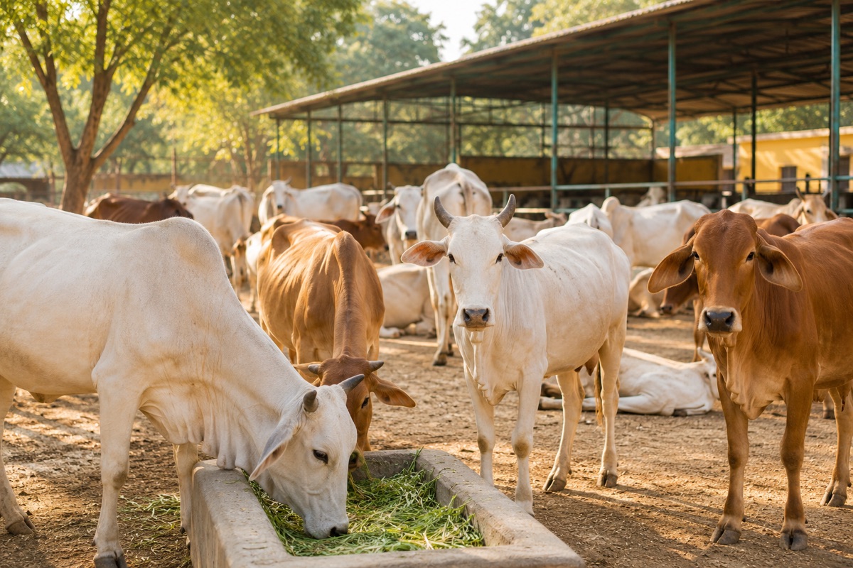 Our herd resting and feeding under the shelter shed